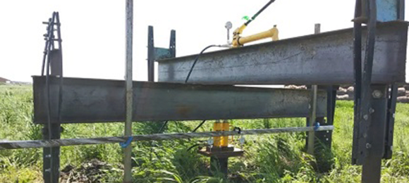 Испытания грунтов сваями на объекте «Крытая площадка для хранения сена»