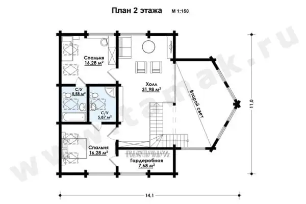 Дом из клееного бруса БД-25-2-287 Дом из клееного бруса БД-25-2-287