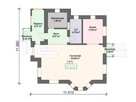 Проект дома К-001 (174.08 кв.м) Проект дома К-001 (174.08 кв.м)