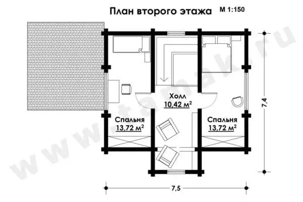 Дом из клееного бруса БД-27-1-102 Дом из клееного бруса БД-27-1-102