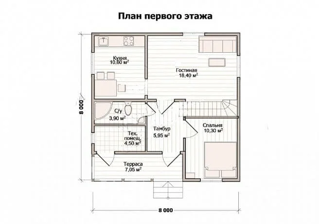 Дом из профилированного бруса ПБ-105 Дом из профилированного бруса ПБ-105