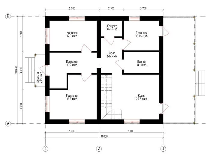 Жилой дом из бруса №2 10x11 м Жилой дом из бруса №2 10x11 м