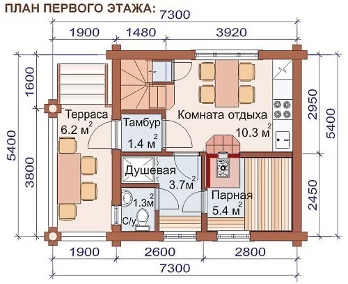 Баня ОЦ - 65,5 кв.м Баня ОЦ - 65,5 кв.м