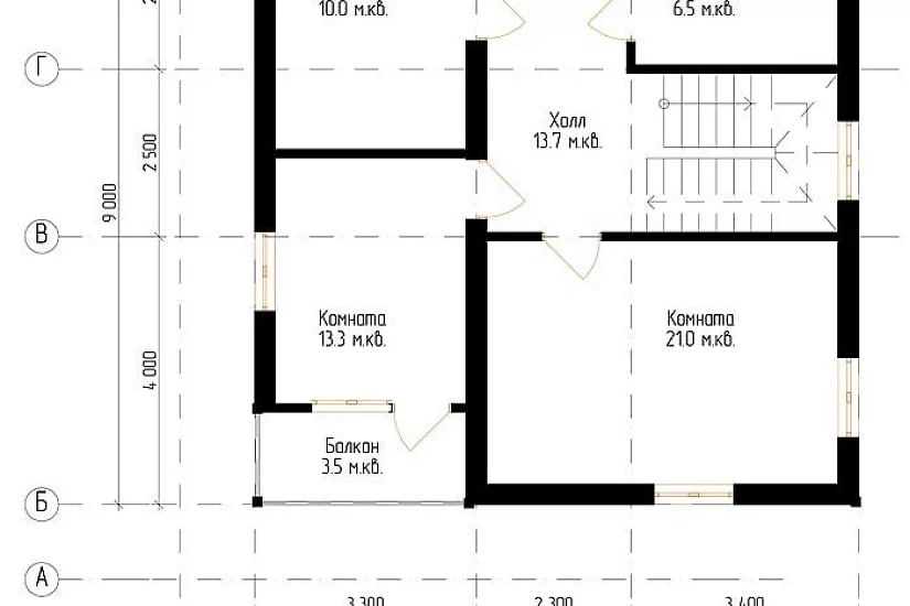 Жилой дом из бруса №4 9x9 м Жилой дом из бруса №4 9x9 м