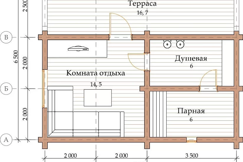 ПРОЕКТ Б-16 БАНЯ ИЗ ОЦИЛИНДРОВАННОГО БРЕВНА ПРОЕКТ Б-16 БАНЯ ИЗ ОЦИЛИНДРОВАННОГО БРЕВНА