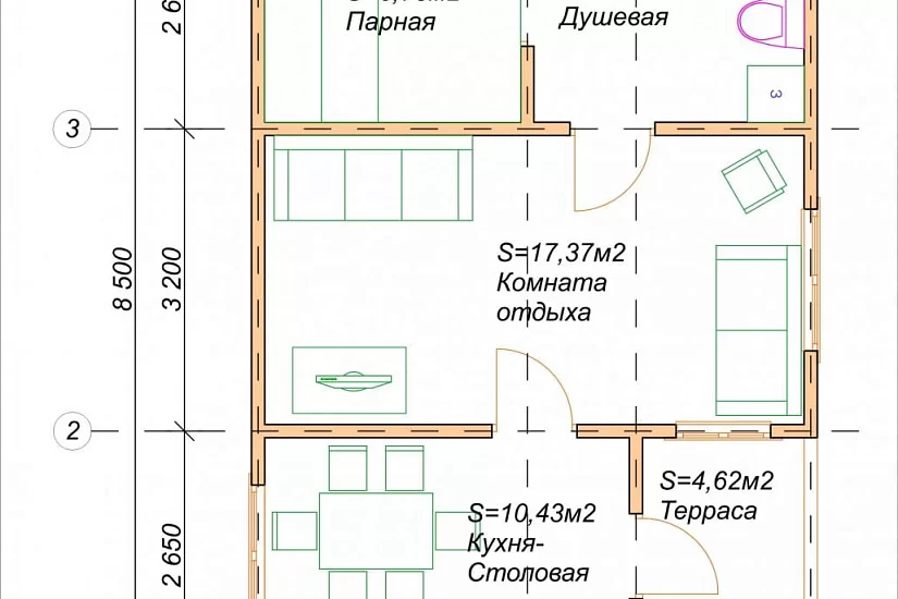 ПРОЕКТ Б-22 БАНЯ ИЗ ПРОФИЛИРОВАННОГО БРУСА ПРОЕКТ Б-22 БАНЯ ИЗ ПРОФИЛИРОВАННОГО БРУСА