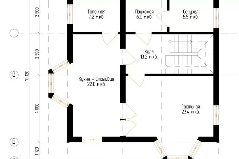 Жилой дом из бруса №4 9x9 м Жилой дом из бруса №4 9x9 м