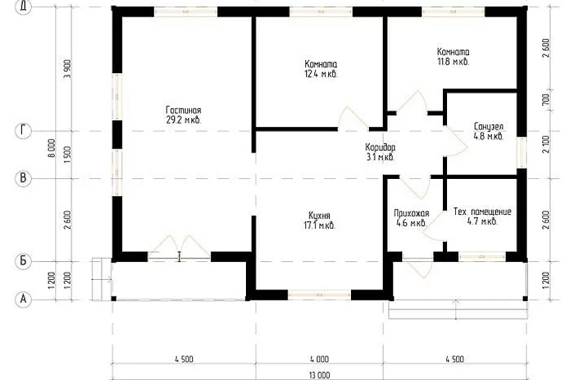 Жилой дом из бруса №11 13x9,2 м Жилой дом из бруса №11 13x9,2 м