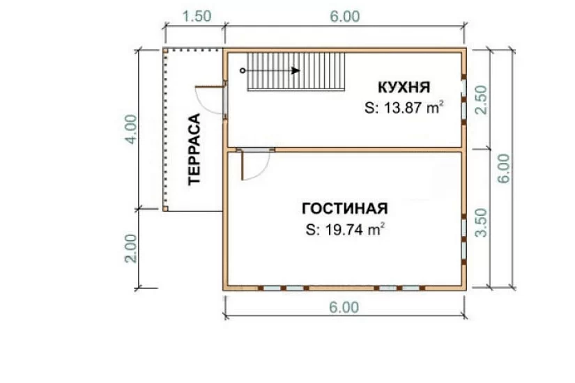 Каркасный дом 6х6 К1П14 Каркасный дом 6х6 К1П14