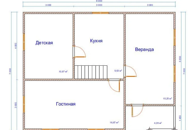 Дом из бруса №26 9x7 м Дом из бруса №26 9x7 м