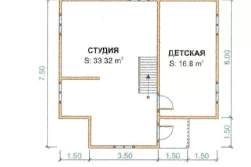Дом из бруса 7,5х8 к1п25 Дом из бруса 7,5х8 к1п25