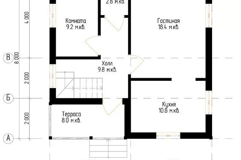 Жилой дом из бруса №14 8x8 м Жилой дом из бруса №14 8x8 м