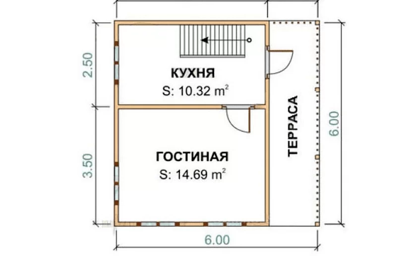 Каркасный дом 6х6 К1П10 Каркасный дом 6х6 К1П10