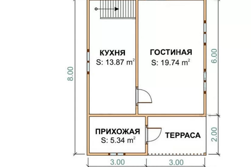 Каркасный дом 6х8 К1П15 Каркасный дом 6х8 К1П15