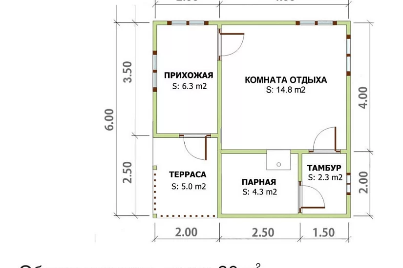 Баня 6х6 К1П4 Баня 6х6 К1П4