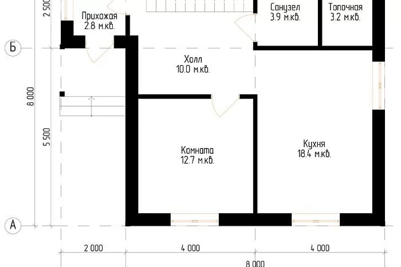 Дачный дом №12 8x8 м Дачный дом №12 8x8 м