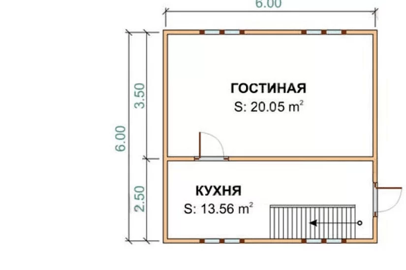 Каркасный дом 6х6 К1П12 Каркасный дом 6х6 К1П12