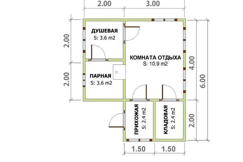 Баня 6х6 К1П6 Баня 6х6 К1П6