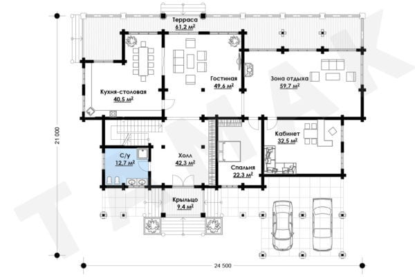 Дом из клееного бруса БД-149-1-521 Дом из клееного бруса БД-149-1-521