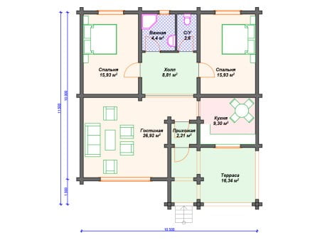 Проект дома ДС-060 (102.44 кв.м) Проект дома ДС-060 (102.44 кв.м)