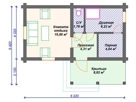 Проект бани Б-013 (40.17 кв.м) Проект бани Б-013 (40.17 кв.м)