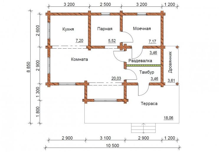 Проект дома из бруса №543 Проект дома из бруса №543