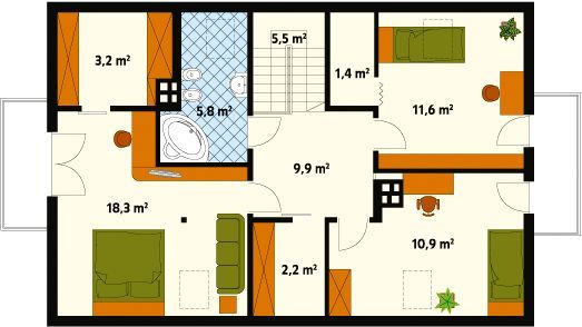 Проект "КД-53": жилой каркасный дом по канадской технологии, с гаражом и балконом Проект "КД-53": жилой каркасный дом по канадской технологии, с гаражом и балконом