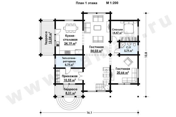Дом из клееного бруса БД-83-1-422 Дом из клееного бруса БД-83-1-422