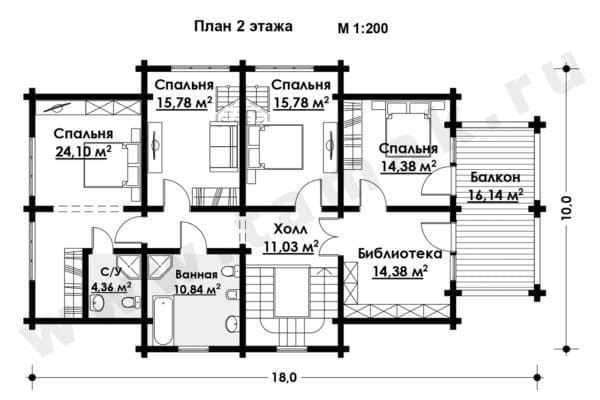 Дом из клееного бруса БД-85-1-303 Дом из клееного бруса БД-85-1-303