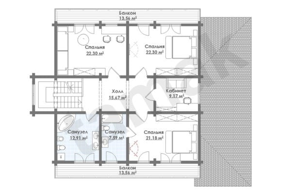 Дом из клееного бруса Шале БШ-6-1-301 Дом из клееного бруса Шале БШ-6-1-301