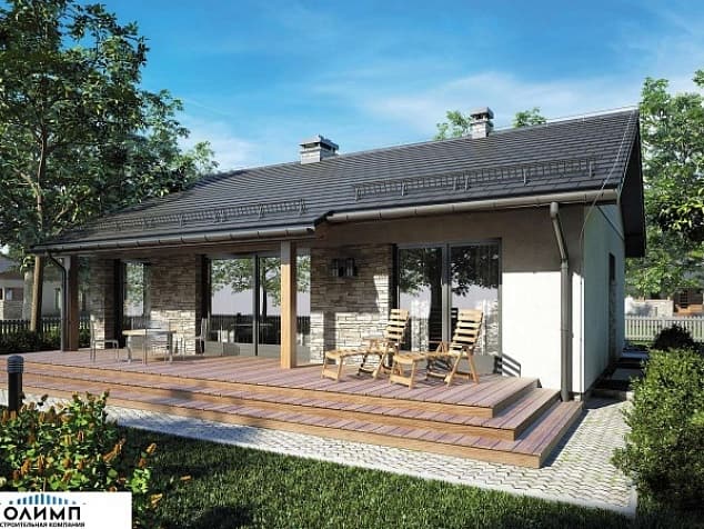 Проект дома из блоков с террасой Волжский берег Проект дома из блоков с террасой Волжский берег