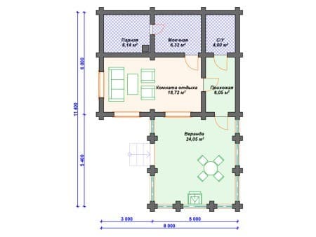Проект бани Б-017 (65.28 кв.м) Проект бани Б-017 (65.28 кв.м)
