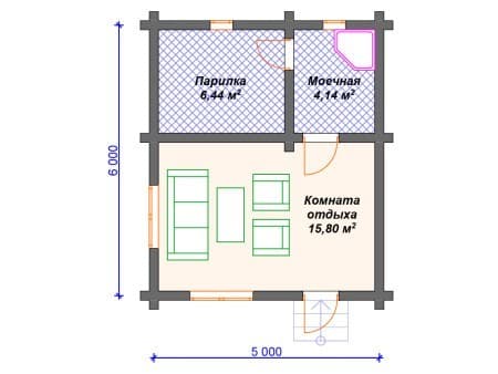 Проект бани Б-027 (26.38 кв.м) Проект бани Б-027 (26.38 кв.м)