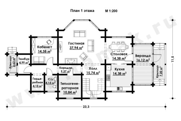 Дом из клееного бруса БД-85-1-303 Дом из клееного бруса БД-85-1-303
