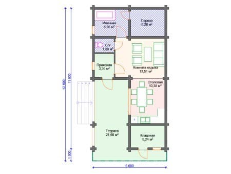 Проект бани Б-019 (68.70 кв.м) Проект бани Б-019 (68.70 кв.м)