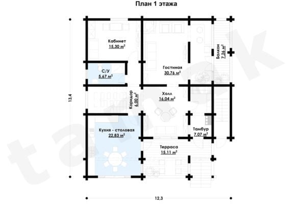 Дом из клееного бруса БД-135-1-248 Дом из клееного бруса БД-135-1-248