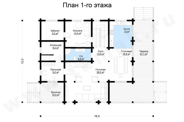 Дом из клееного бруса БД-136-1-295 Дом из клееного бруса БД-136-1-295