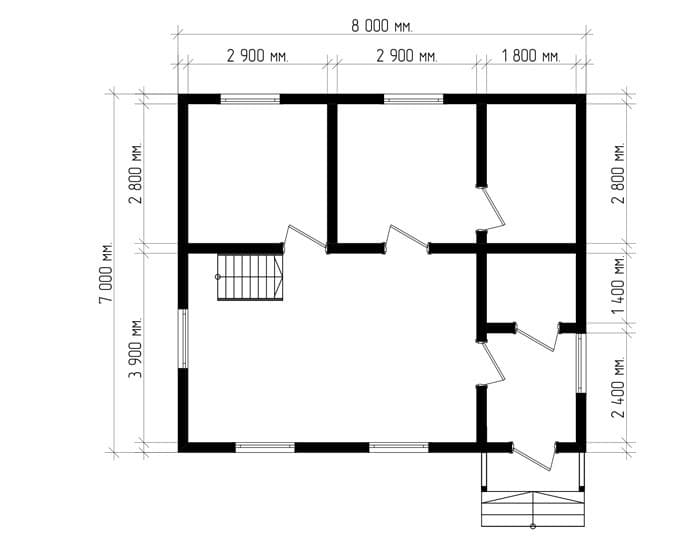 Дом из бруса №34 8x7 м Дом из бруса №34 8x7 м