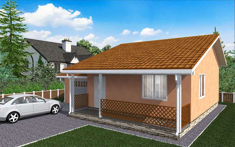 Проект "Сан-Сальвадор-70": заводской каркасный дом с гаражом