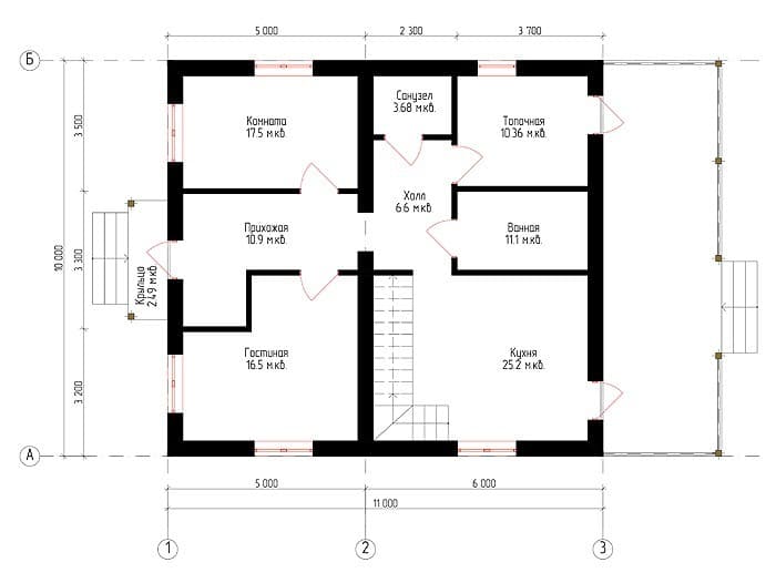 Жилой дом из бруса №2 10x11 м Жилой дом из бруса №2 10x11 м