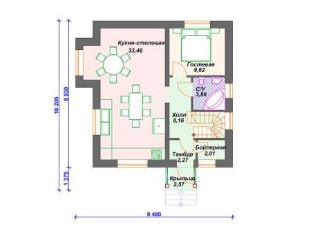 Проект дома К-099 (119.77 кв.м) Проект дома К-099 (119.77 кв.м)