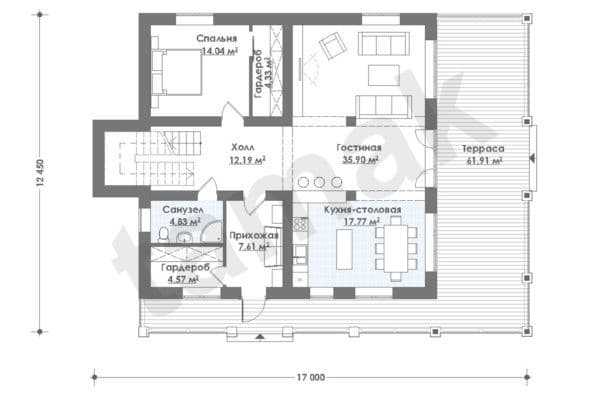 Дом из клееного бруса Шале БШ-6-1-301 Дом из клееного бруса Шале БШ-6-1-301