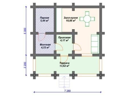 Проект бани Б-014 (46.64 кв.м) Проект бани Б-014 (46.64 кв.м)