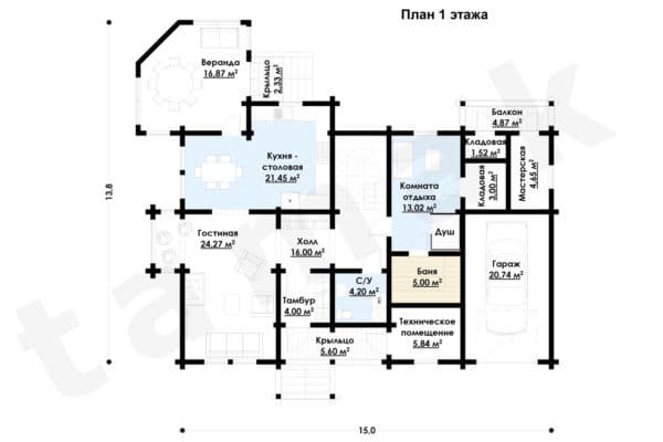 Дом из клееного бруса БД-138-1-234 Дом из клееного бруса БД-138-1-234