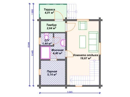 Проект бани Б-023 (69.75 кв.м) Проект бани Б-023 (69.75 кв.м)