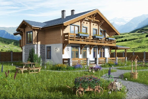 Дом из клееного бруса Шале БШ-6-1-301 Дом из клееного бруса Шале БШ-6-1-301