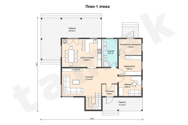 Каркасно-панельный дом УФА ПД-352-1-251 Каркасно-панельный дом УФА ПД-352-1-251
