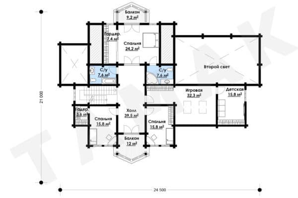 Дом из клееного бруса БД-149-1-521 Дом из клееного бруса БД-149-1-521