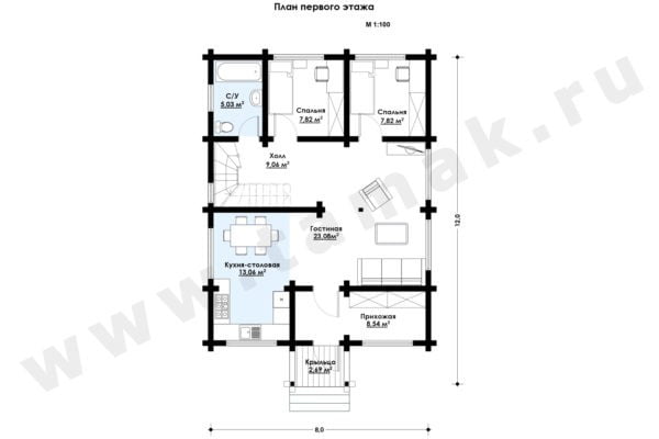 Дом из клееного бруса БД-36-1-149 Дом из клееного бруса БД-36-1-149