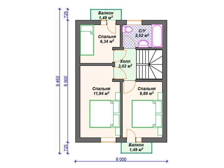 Проект дома К-125 (71.23 кв.м) Проект дома К-125 (71.23 кв.м)